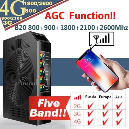 1PCS Five-Band B20 800/900/1800/2100/2600Mhz 4G Cellular Amplifier CellPhone GSM Repeater 2G 3G 4G Mobile Signal Booster LTE DCS