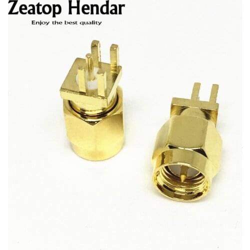 50Pcs Brass SMA-JE SMA Male Plug PCB Edge Mount with Male Center Pin in RF Connector End Launch Adapter