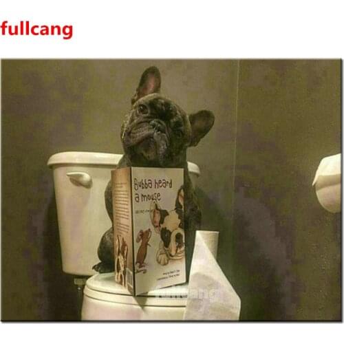 5D Diamond Painting Full square round drill French bulldog toilet decoration Rhinestone of Picture Diamond mosaic JX2122
