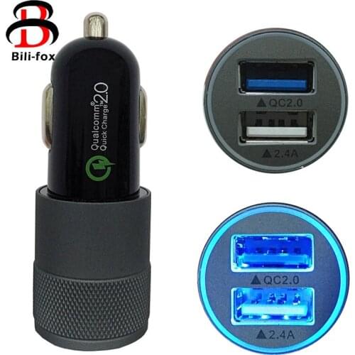 Bili-Fox USB Car Charger QC2.0 Quick Charger Hot Dual Port USB Car-Charger Phone Chargers for Phone Xiaomi/iPhone/Huawei/Samsung