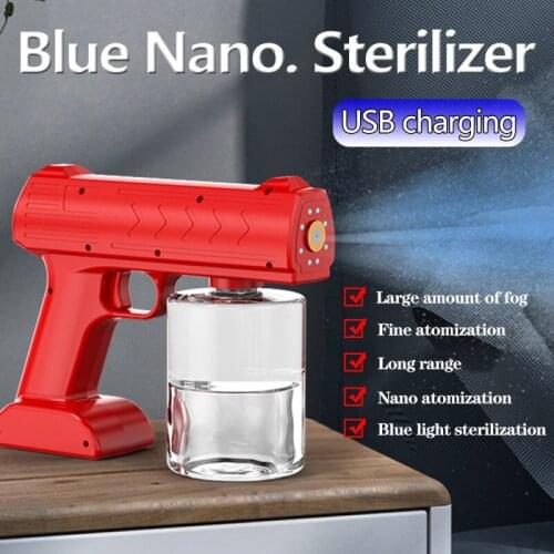 Wireless Nano Atomization Fogger Machine Blue Light Nanos Steam Electric Spray Guns Battery Disinfection Gun Household 500ML