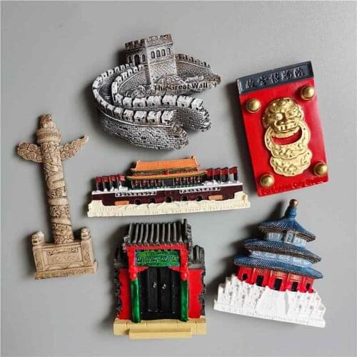 Great Wall with Chinese Characteristics Beijing Tiananmen Square Tourist Souvenir Resin 3D Resin Tourist Refrigerator Magnet