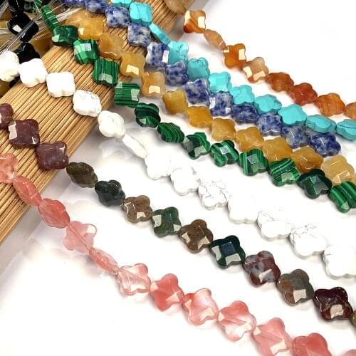 Natural Stone Beaded Agates Clover Shape Beads Loose isolation Beads for Jewelry Making DIY Bracelet Necklace Accessories