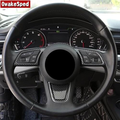 For Audi A3 8V A4 B9 A5 2017-2019 Interior Auto Accessories Carbon Fiber Color Car Steering Wheel Decoration Frame Cover Trim