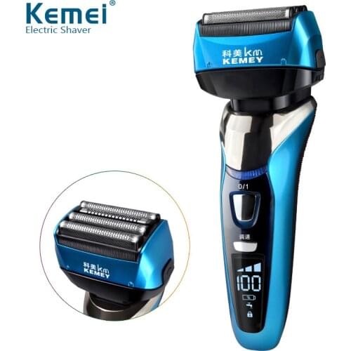 Kemei Reciprocating Electric Shaver 3D Floating Four Blade Rechargeable Men Bread Shaving Machine Waterproof Electric Razors 40D