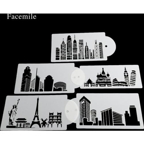 Facemile 5PCS/Set Building Lace Cake Side Stencils Cupcake Mousse Cake Mold Wedding Cake Sugarcraft DIY Baking Decorating Tool