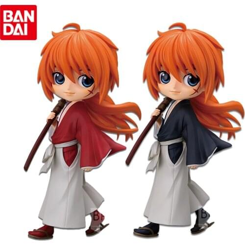 Bandai Genuine Q Posket Rurouni Kenshin HIMURA KENSHIN Anime Action Figure Collectible Model Ornaments Gifts Toys for Kids
