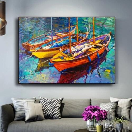 Graffiti Watercolor Abstract Boat Canvas Painting Posters and Prints Wall Art Pictures for Living Room Wall Decoration Cuadros