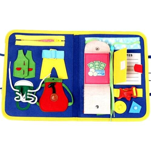 Montessori Toys Sensory Busy Board Zip Button Lace Up Training for Kids Early Education Children Self-Care Dress Ability