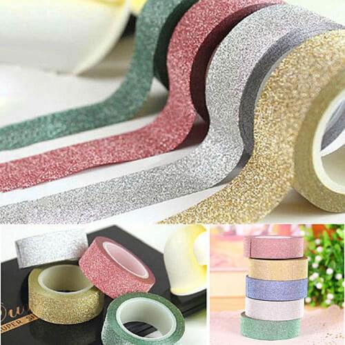 Adhesive Tape Kawai Adesiva Decorativa Glitter Washi Tape Set Gold Foil Japanese Stationery Scrapbooking Decorative Tapes