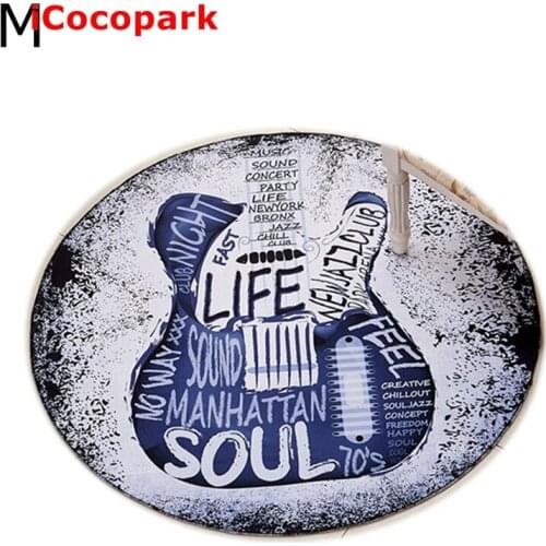 NiceRug Round Guitar carpet living room coffee table bedroom blanket child spider computer upholstery mats BLACK COLOR