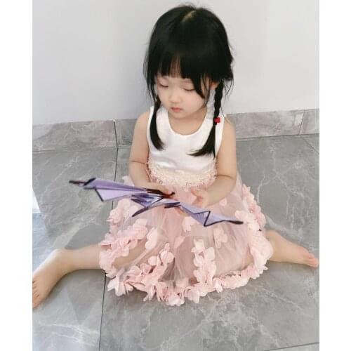 New Sweet Princess Pink Flower Lace Dress Baby Girls Clothing Wedding Party Dresses
