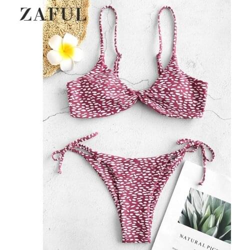 ZAFUL Sexy Print Bikini Spotted Swimsuit Women Bikinis Set Padded Bohemia Swimwear Summer Beach Spaghetti Straps Bathing Suit