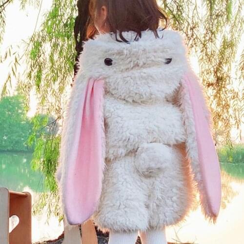 Baby Coat Winter Baby Girls Cute Rabbit Ear vintage Spanish lolita Hooded Plush Coat