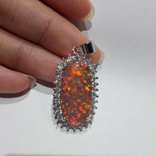 Hot Sale Silver Plated Fire Opal Pendant Necklace Best Gift for Women Charms Pendant Fashion Jewlery Pendant without Chain