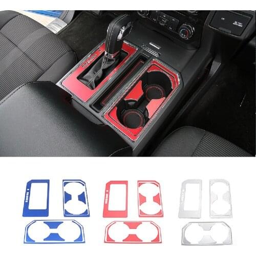 MOPAI Car Interior Gear Panel Cover Cup Holder Decoration Trim Cover For Ford F150 2016 up Car Styling