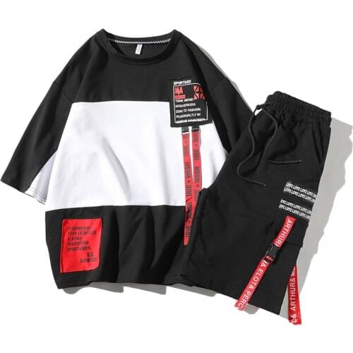 2021 Men Tracksuit Streetwear Casual T Shirt And Short Pants 2 Pieces Sets Streetwear Men Clothing Suit