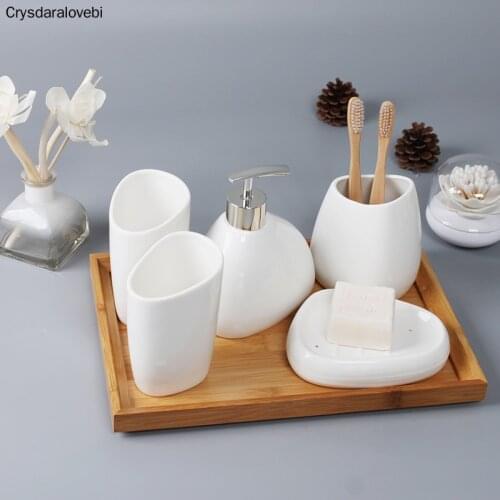 New arrival Six-piece Set ceramics Bathroom Accessories Set Soap Dispenser/Toothbrush Holder/Tumbler/Soap Dish Bathroom Products