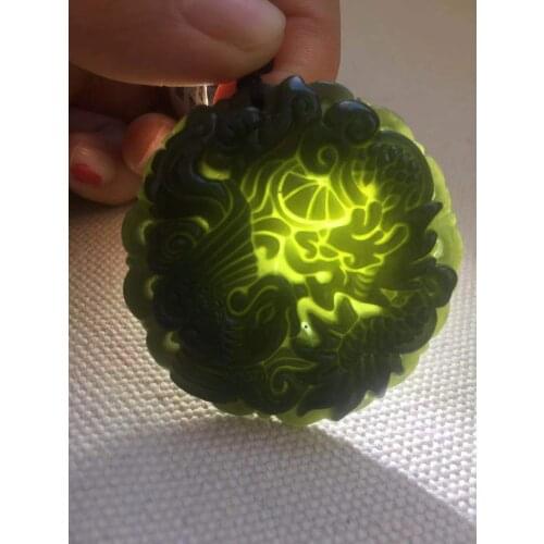 Natural Xinjiang Hetian natural Cyan Jade Dragon hand-carved Jade Pendant for men women lovers Hand Engraving