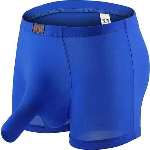 Sexy Gay Underwear Men Ice Silk Boxer Shorts Man Semi-transparent Panties Breathable Capsule Underpants Cueca calzoncillo S-L