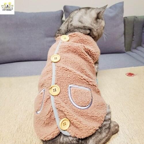 New Fashion And Warm Pet Cat Clothes Autumn And Winter Models Hot Dog Clothes Two Feet Back Wooden Buckle Vest