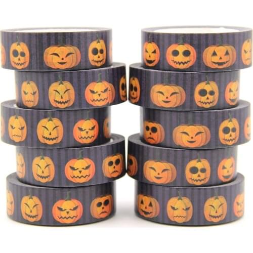 NEW 10pcs/Lot 15MM*10M Halloween Grimace pumpkin Washi Tape DIY Scrapbooking Paper Photo Album Adhesive Masking Tape