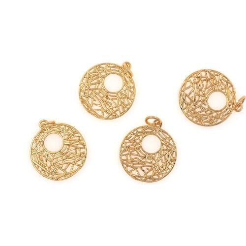 2021 New Product Charms For Jewelry Making Supplies Gold Geometry Heart Diy Earring Necklace Metal Copper CZ Zircon Accessories