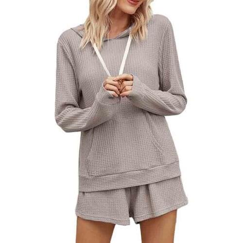 2021 Summer New Products Fashion Home Waffle House Hooded Casual Set