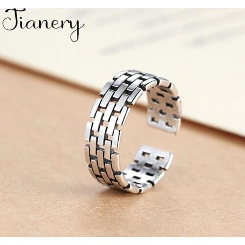 JIANERY New Trendy Silver Color Round Hollow Rings For Women Men Boho Vintage Jewelry Adjustable Size Finger Rings