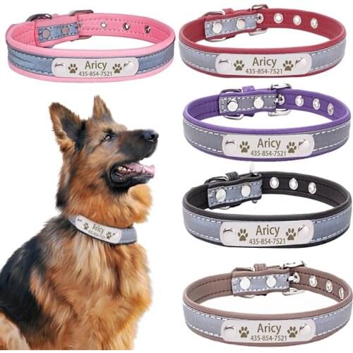 YVYOO Pet Dog Free Engraved Personalized Pet cat dog Leather Collar accessories Pet Dog Collars ID Tag For Small Medium Dogs BB5