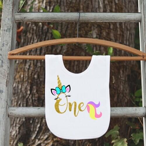 Baby girl first one year old 1st Bib unicorn themed birthday high chair decoration gift Photo props present
