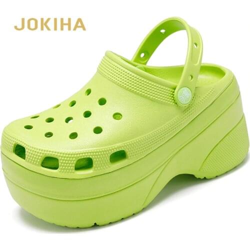 New Hot Candy Color Platform Clogs For Women 10cm Super High Heels Ladies Mule Clogs Garden Shoes Summer Clogs Slippers
