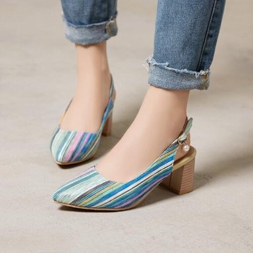 Big Size 11 12 13 14 15 16 17 high heels sandals women shoes woman summer ladies High-heeled sandals with striped back straps