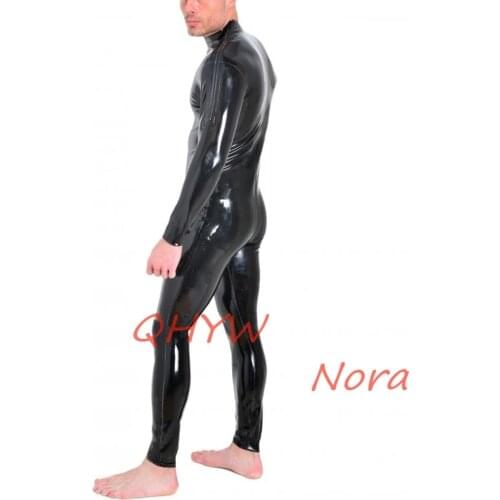 Sexy Exotic Sexy Handmade Customize Men Male Latex Catsuit with Shoulder Enter Zentai Cekc Fetish Bodysuits my hero academia
