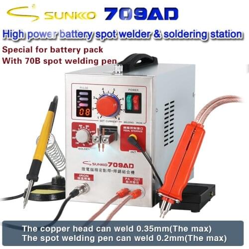 SUNKKO 709AD Spot Welder 2.2KW High Power Battery Digital Display Soldering Spot Welding 18650 Lithium Battery Pulse Spot