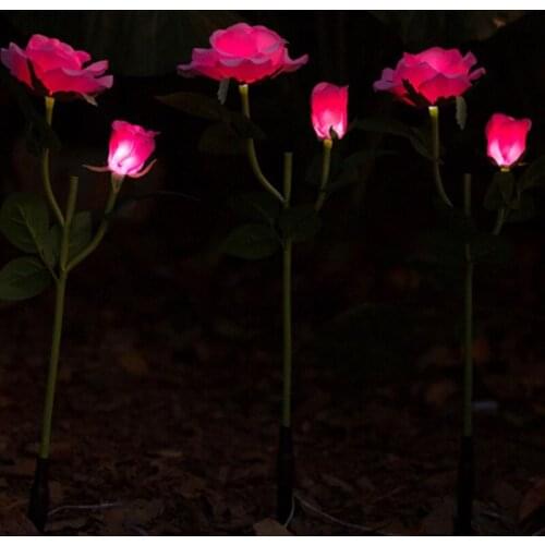 Solar Garden Light Outdoor 6 Led Rose Lamp One For Three Solar Garden Decoration Lights 12 LED Lantern Solar Flower Lawn Lights