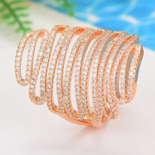 Blachette High Quality Monaco Designer Luxury Lines Wide Fingers Rings Cubic Zirconia Dubai Naija Women Accessories Jewelry