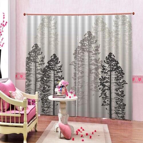 Blackout curtain forest tree curtains for bedroom Customized size Luxury Blackout 3D Window Curtains For Living Room