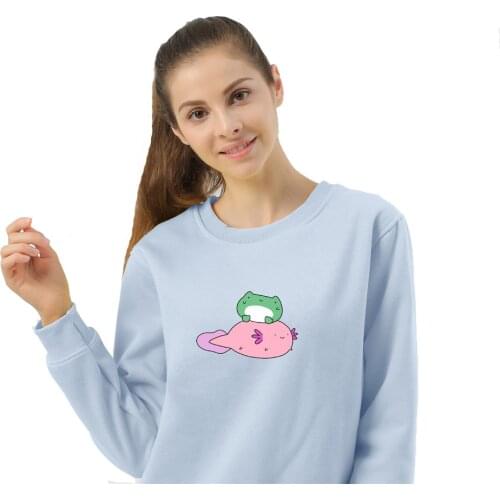 Frog Hoodie Harajuku Printed Pullover Sweatshirt Cotton Plus Size Warm Womens Hoodies Elegant Long Sleeve Clothes Sudadera Mujer