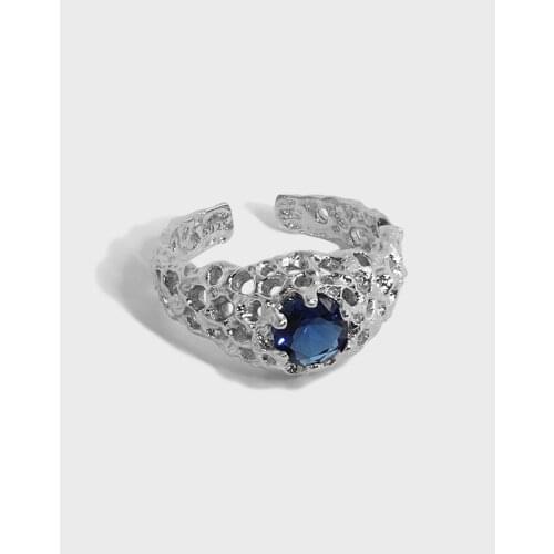 Real 925 Sterling Silver Blue Cubic Zirconia Rings For Women Fine Jewelry, Elegant Birthday Gifts Ring Woman Finger Accessories