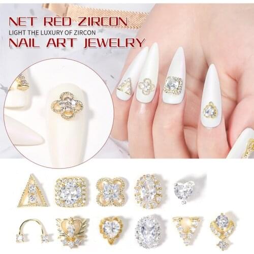 1 Piece of Attire Manicure Light Luxury Zircon Crystal Rhinestone Super Flash Alloy Gold DIY Nail Creative Accessorie Decoration