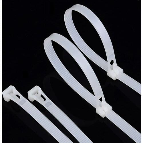 100pcs 8*300 Releasable White Plastic Nylon Cable Ties Wire Tie plastic strap Zip Ties for Computer Wire Management