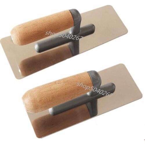 2PC stainless steel Wooden handle Mortar Board Home Craftsman Trowel Construction Holder Plastering Tool