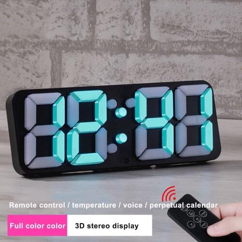 3D Stereo Alarm Clock Colorful LED Digital Wall Clock Creative Glow In The Dark Living Room 3D Alarm Clock