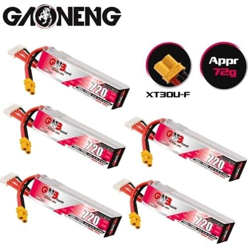 4PCS/SET 15.2V GNB 720mAh 100C 4S HV XT30 Plug Lipo Battery for RC FPV Racing Drone Tinywhoop Frame Kit Tinywhoop Spare Parts