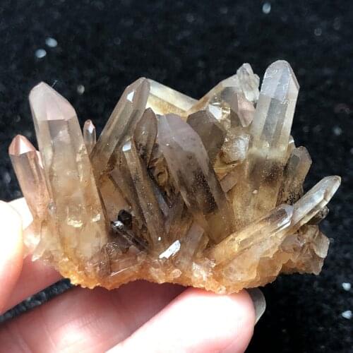 43gNatural tea crystal cluster mineral smoked Quartz Healing round vein teaching stone home decoration CRYSTAL QUARTZ GEM