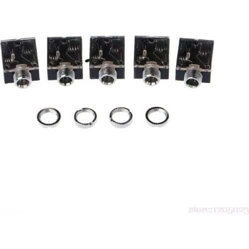 5 Pcs 5 Pin 3.5mm PCB Panel Mount Audio Jack Socket Connector For Headphone w/Nut #RW1209