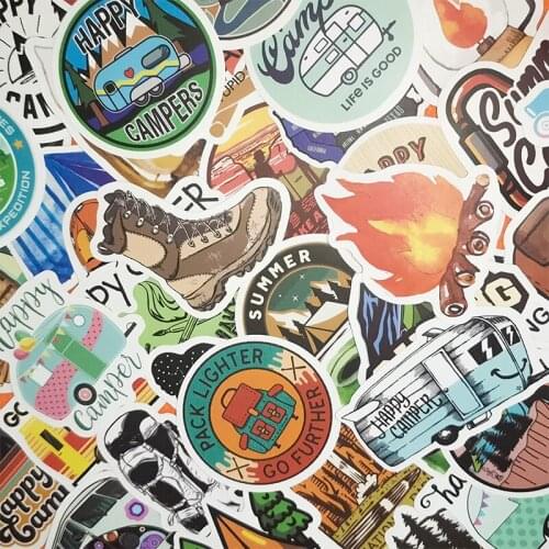 50PCS Camping Stickers Travel Wilderness Adventure Outdoor Landscape Waterproof Decal Sticker to DIY Suitcase Laptop Motor Car