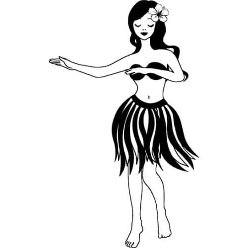 8.8*14.5CM Sexy Hawaii Smiling Graceful Dancing Girl Popular Design Black/Silver Zero Defect Vinyl Car Sticker Decal C20-0681