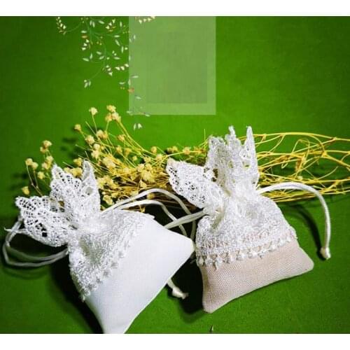 White Lace Jewelry Gift Wrap Bags Candy Drawstring Packaging Bag Wedding Party Favor Pouches SN1509